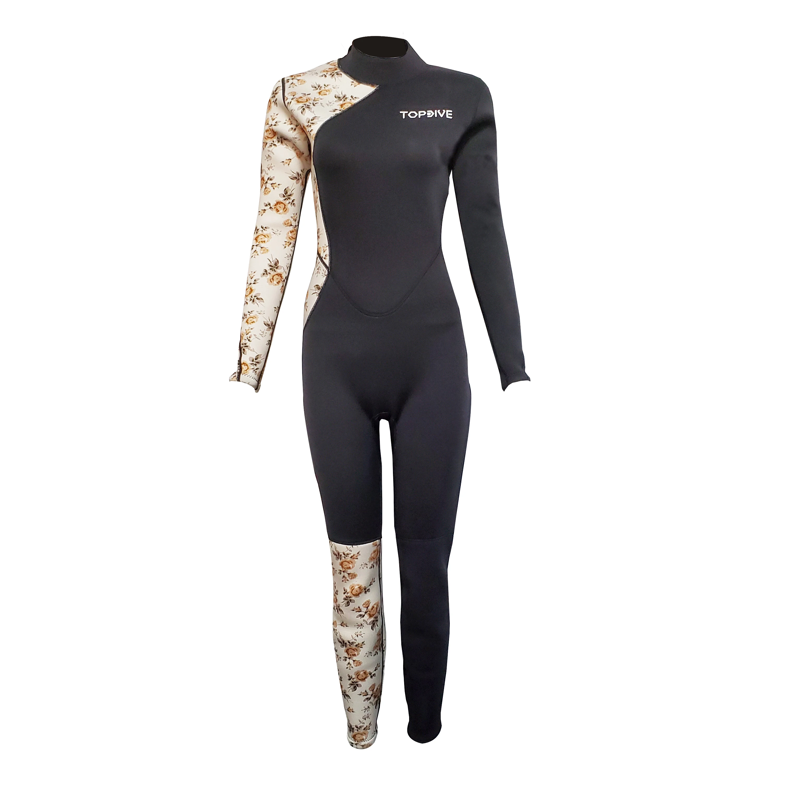 Topdive Factory 3mm Spearfishing Neoprene Nylon Super Stretch Swimwear One Piece Long Sleeve Wetsuits For Women