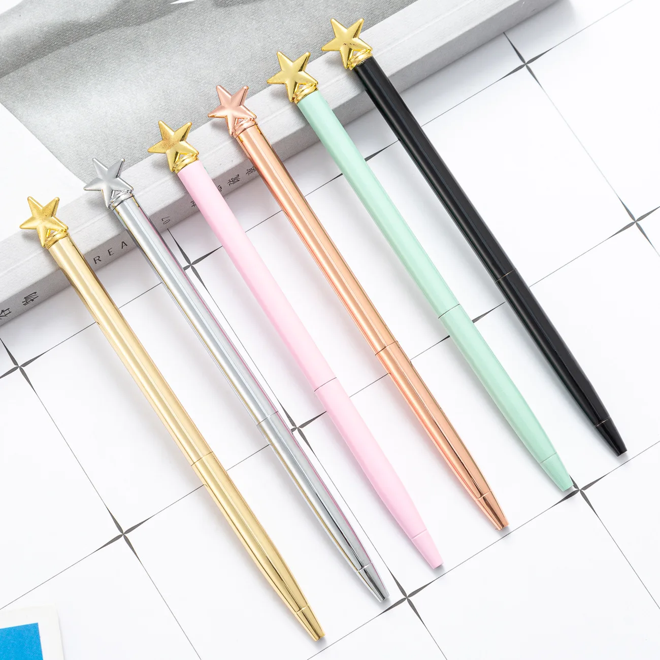 Star pen advertising pentagram Fantasy crown metal ballpoint pen custom printing logo ballpoint  rose gold pens