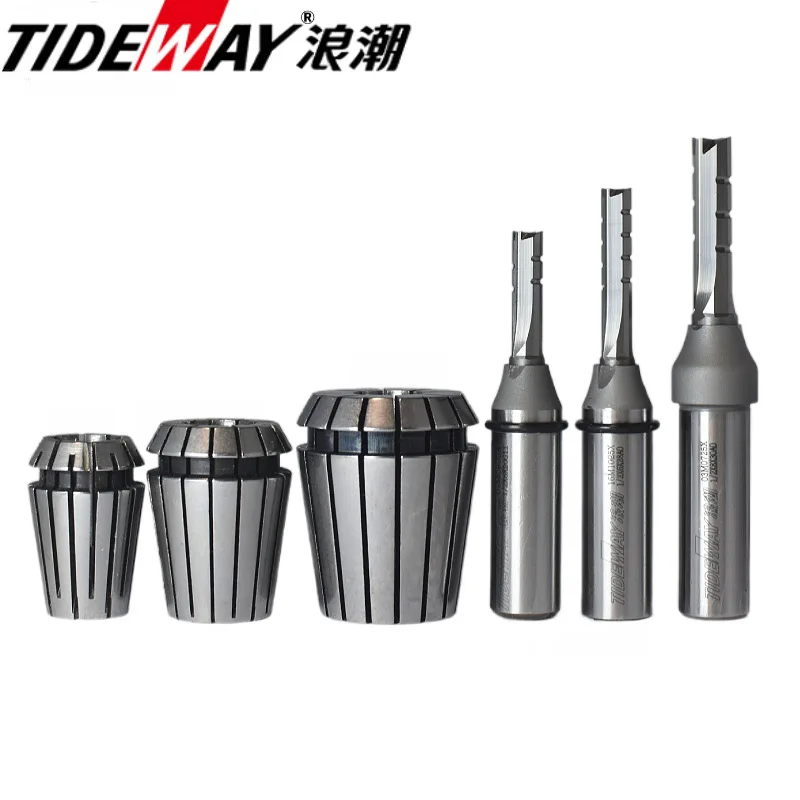 Wholesale Tideway 6 in 1 Multifunction Solid Carbide 3 Flutes Mortising Straight CNC Router Bit for woodworking