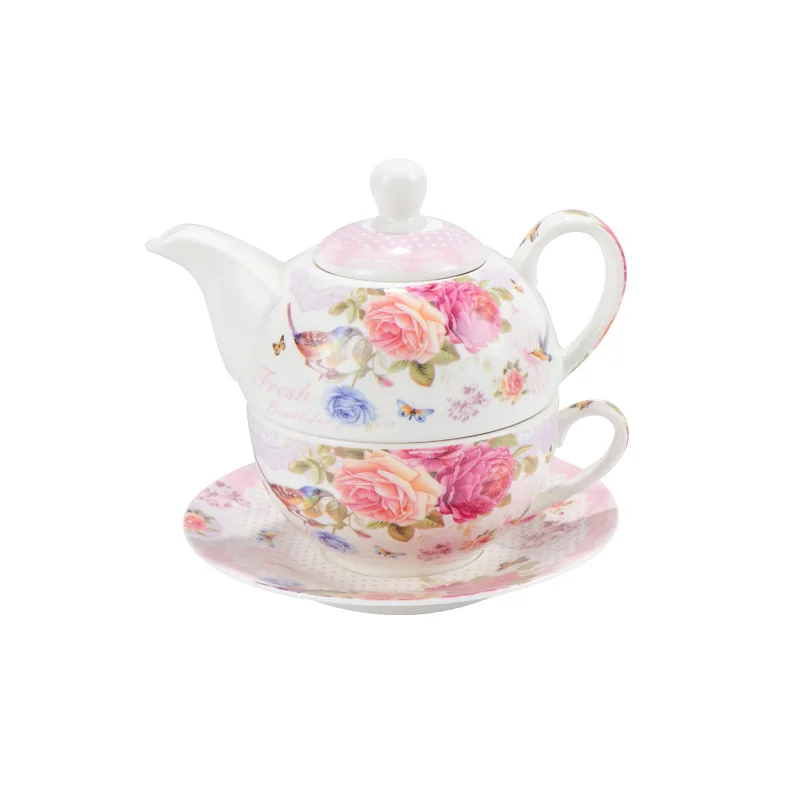 New Bone China Cup And Saucer Gift Ceramic Tea Set With Teapot For One Person Single Pot Tea For One