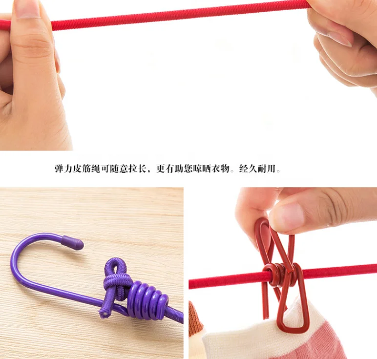 Hot selling 185cm Portable Multifunctional Drying Rack Clips Cloth Hangers Steel Clothes Line Pegs Travel Clothespins