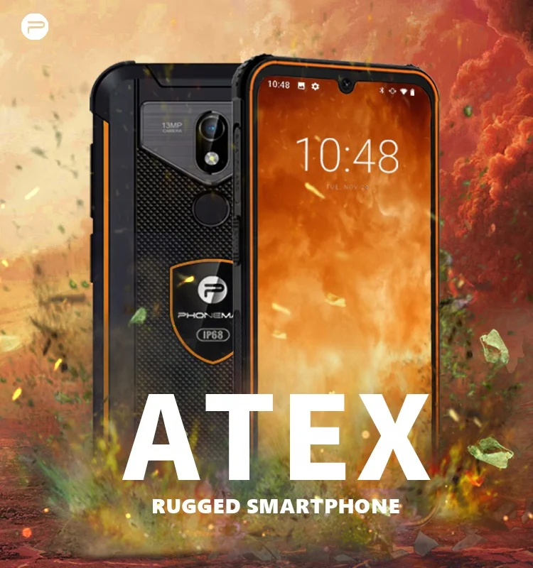 Phonemax GPS 4G fingerprint NFC Android10 4+128G big battery military Atex explosion proof ip68 rugged phone