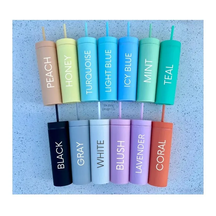 2024 best selling 16oz skinny tumblers straight cups with straw