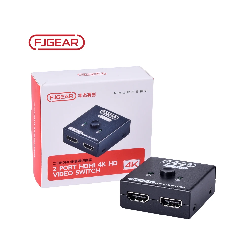 FJGEAR 2 порта HDMI 4K HD видео переключатель 2 в 1