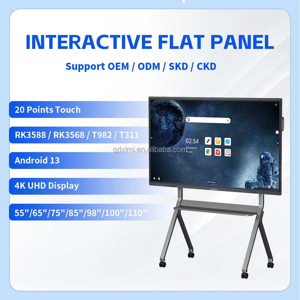 QDE 55 65 75 85 86 98 110 Inch  interactive pen ifpd portable smart board portable electronic interactive whiteboard