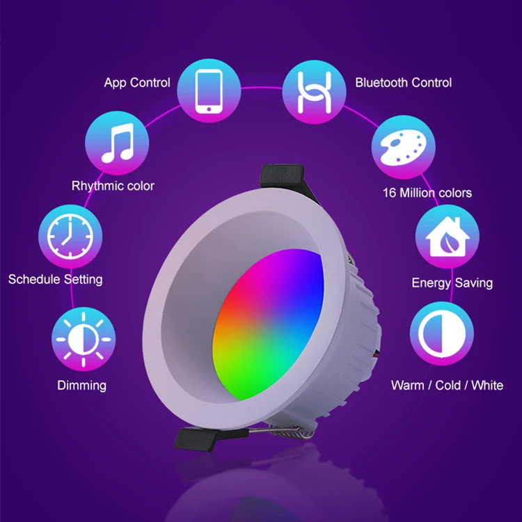 Fxpot умный светодиодный светильник Tuya BT групповой контроль затемнения 10 Вт 15 RGB с Google Home Alexa