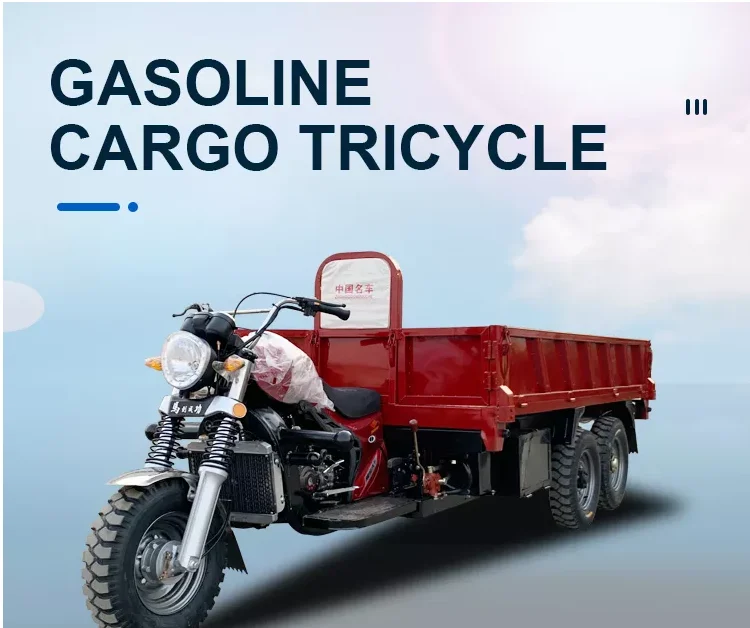 Water Cooling Customized Gasoline Tricycle Double Wheel 9 Wheel Motorcycle Gasoline Tricycle Cargo Tricar Three Wheels Cus