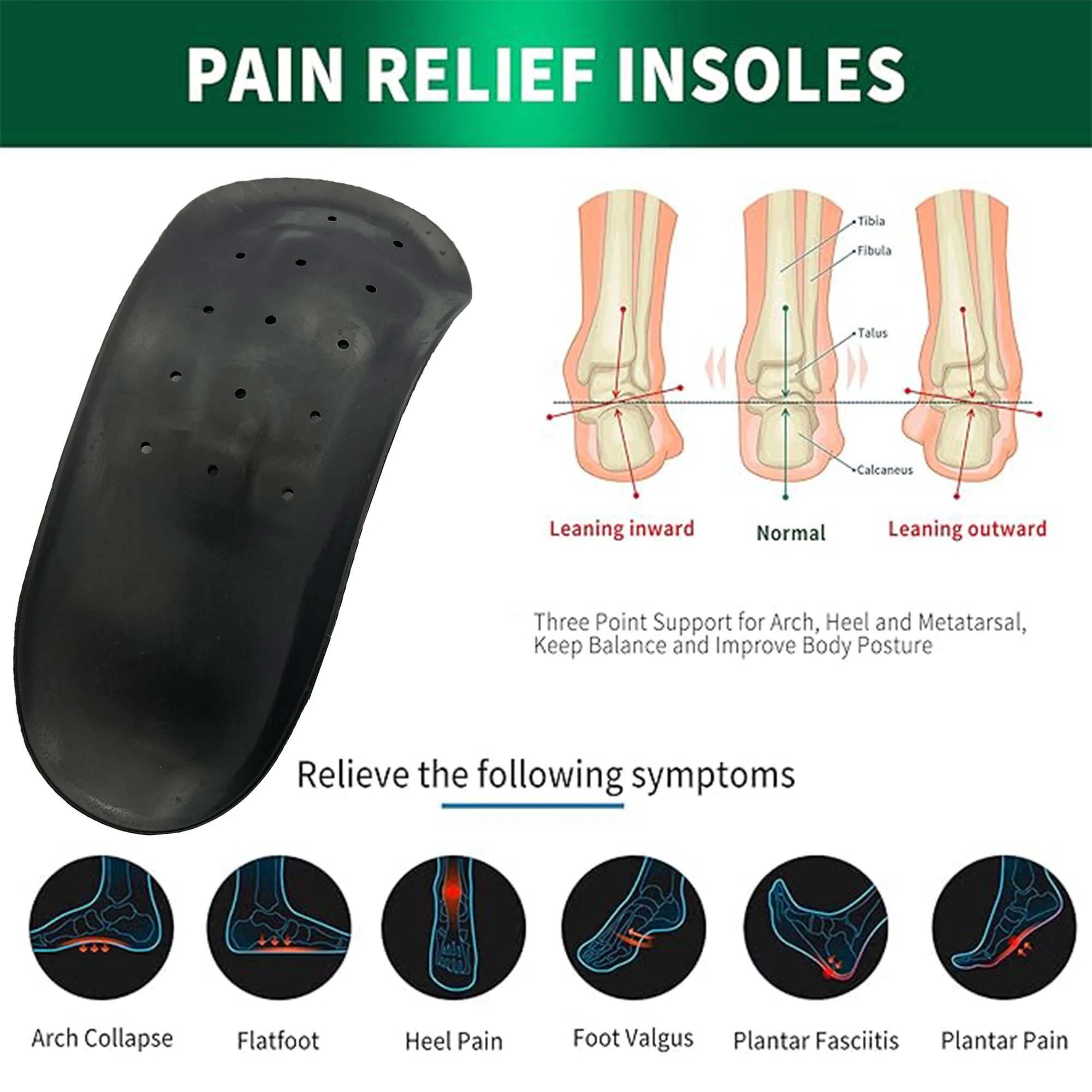 heating sports shoe insoles  custom Arch Support Orthotic 3/4 heel pad