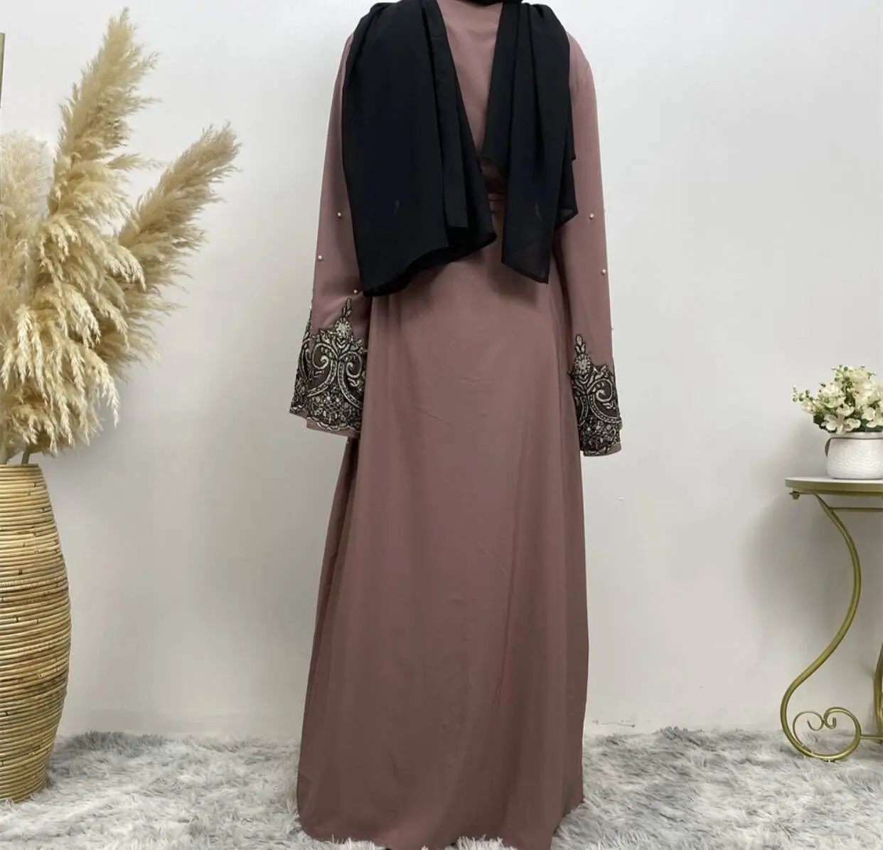 Luxury Islamic Clothing Plus Size Lace Up Muslim Dress Fashion Abaya Muslim Women Islamic Hijab abaya dubai muslim dresses