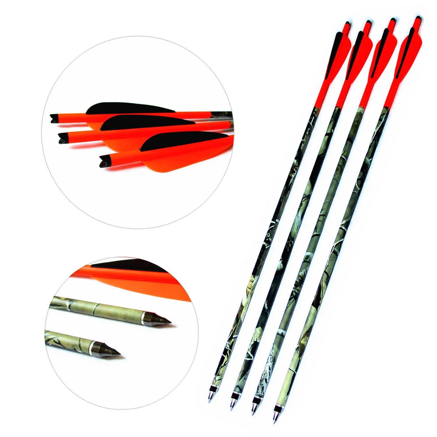 Болты арбалета для стрельбы из лука ID7.6/.300 Смешанные Углеродистые валы 16/18/20 дюймов болты с 4-дюймовыми лопатками