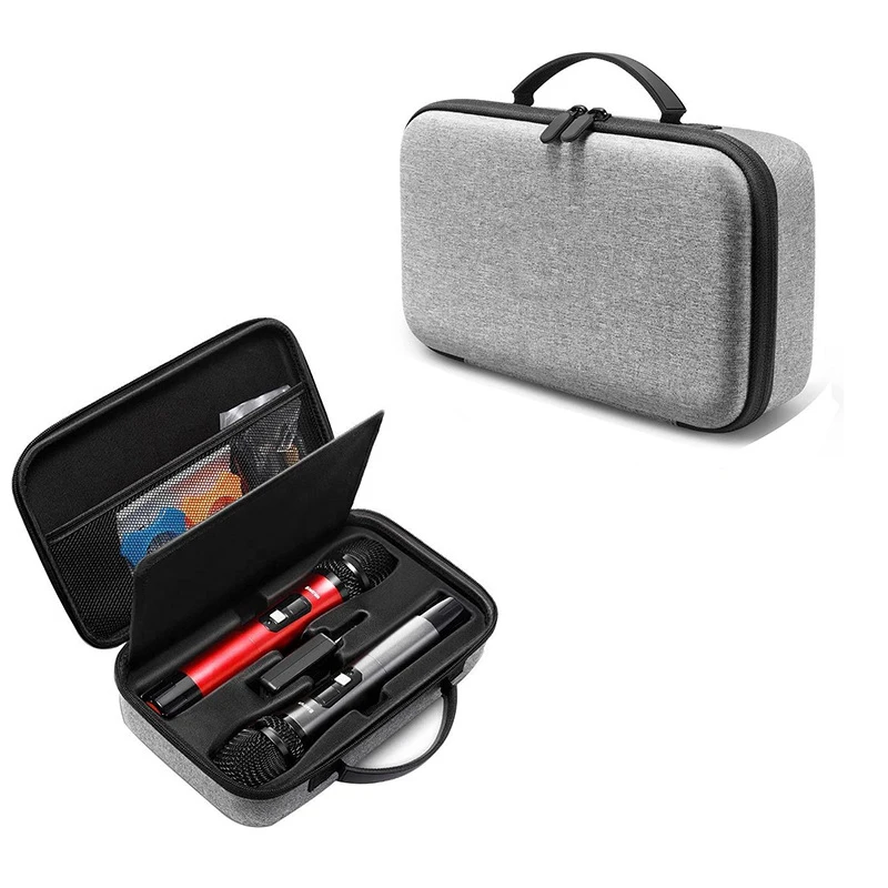 Solid Material Wireless Mic Case Designed with Microphone Placement Parts Hard EVA Case for Handheld Microphone Travel Case