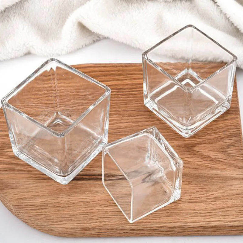 Clear Cube Vase for Wedding Centerpieces Home Party Decoration Square Glass Candle Holder jar