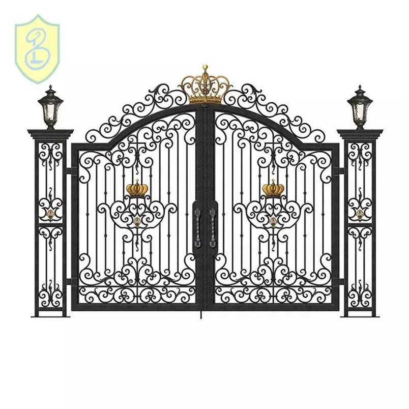 Optional Style Wrought Iron Gate Luxury Residential Entry Doors Metal Driveway Antique Iron Gate
