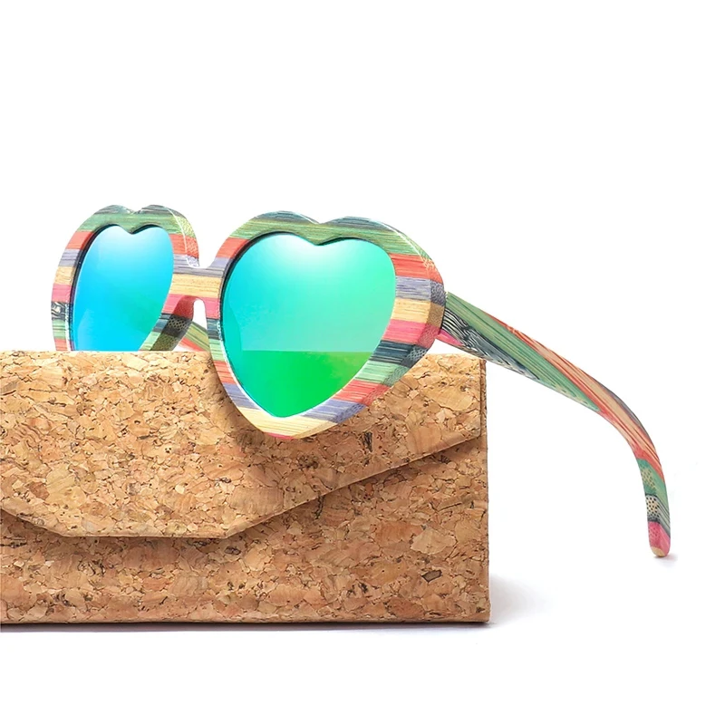 Экологичные бамбуковые товары солнцезащитные очки в форме сердца деревянные 2022