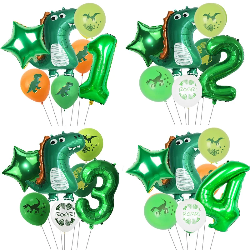 5PCS INS Jungle Animal Dinosaur Hat Foil Balloons Balloon Set Roar Globos De Dinosaurio Dino For Happy Birthday Party Decoration