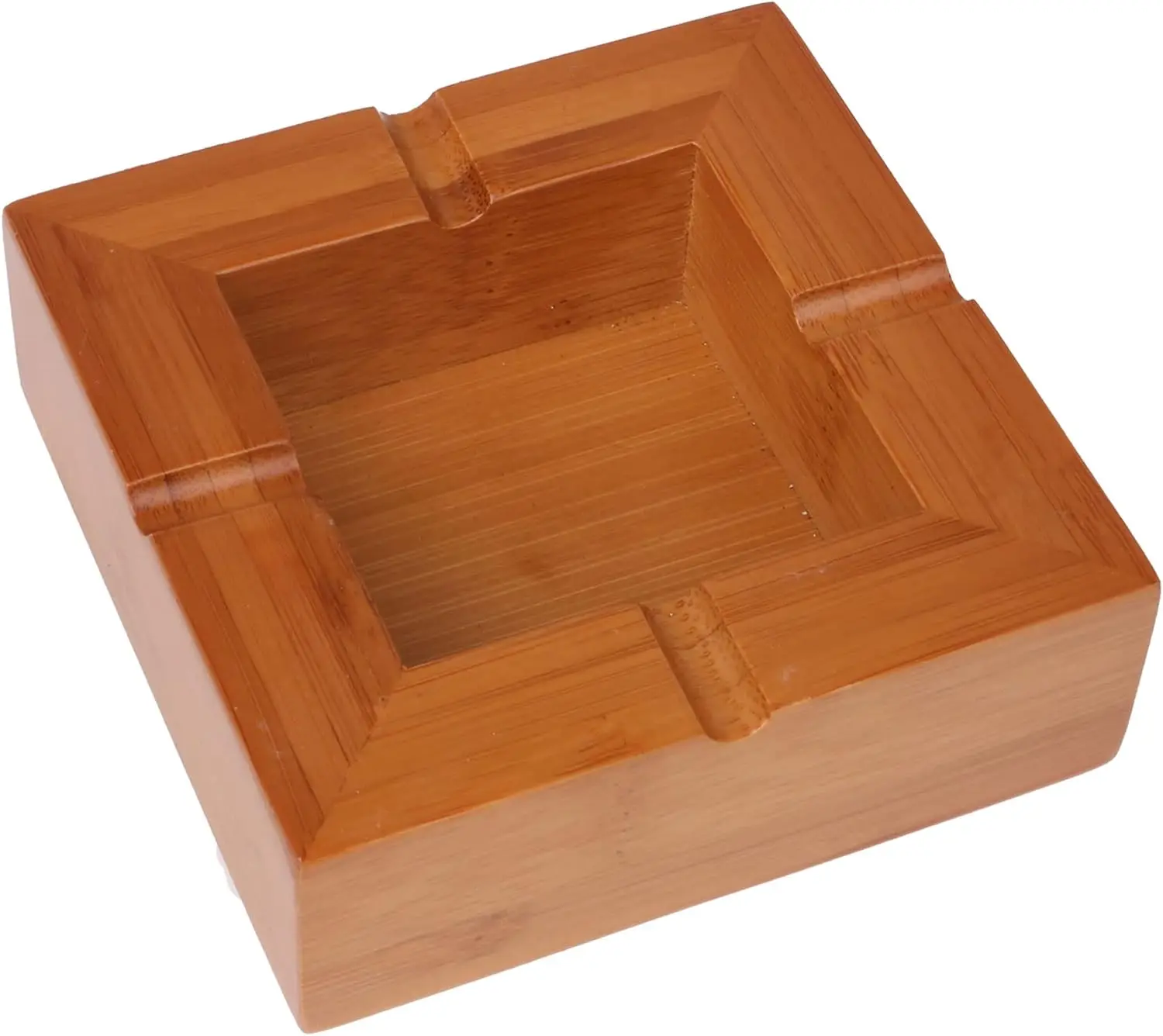 Combohome Bamboo Desktop Ash Tray with Cigar Holder for Indoor or Outdoor Office Home Practical Decoration