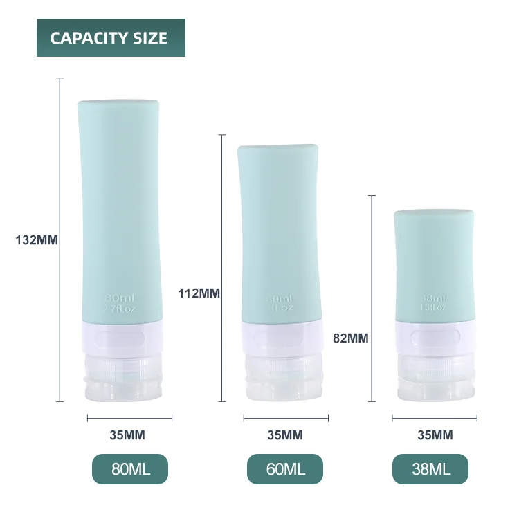 60ml  80ml Silicone Travel Bottle bottle shampoo tube squeeze kit gel storage bottle Silicone Bottle Travel Set