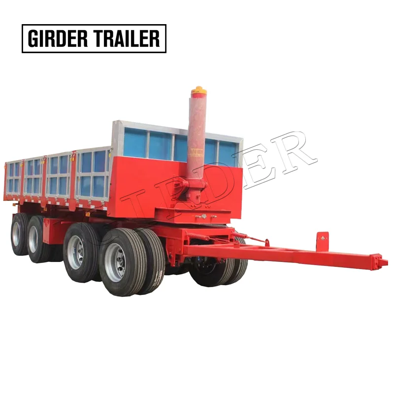 2 axles full semi tipper truck trailer towing sand transporting Hydraulic rear drawbar dump trailer for sale