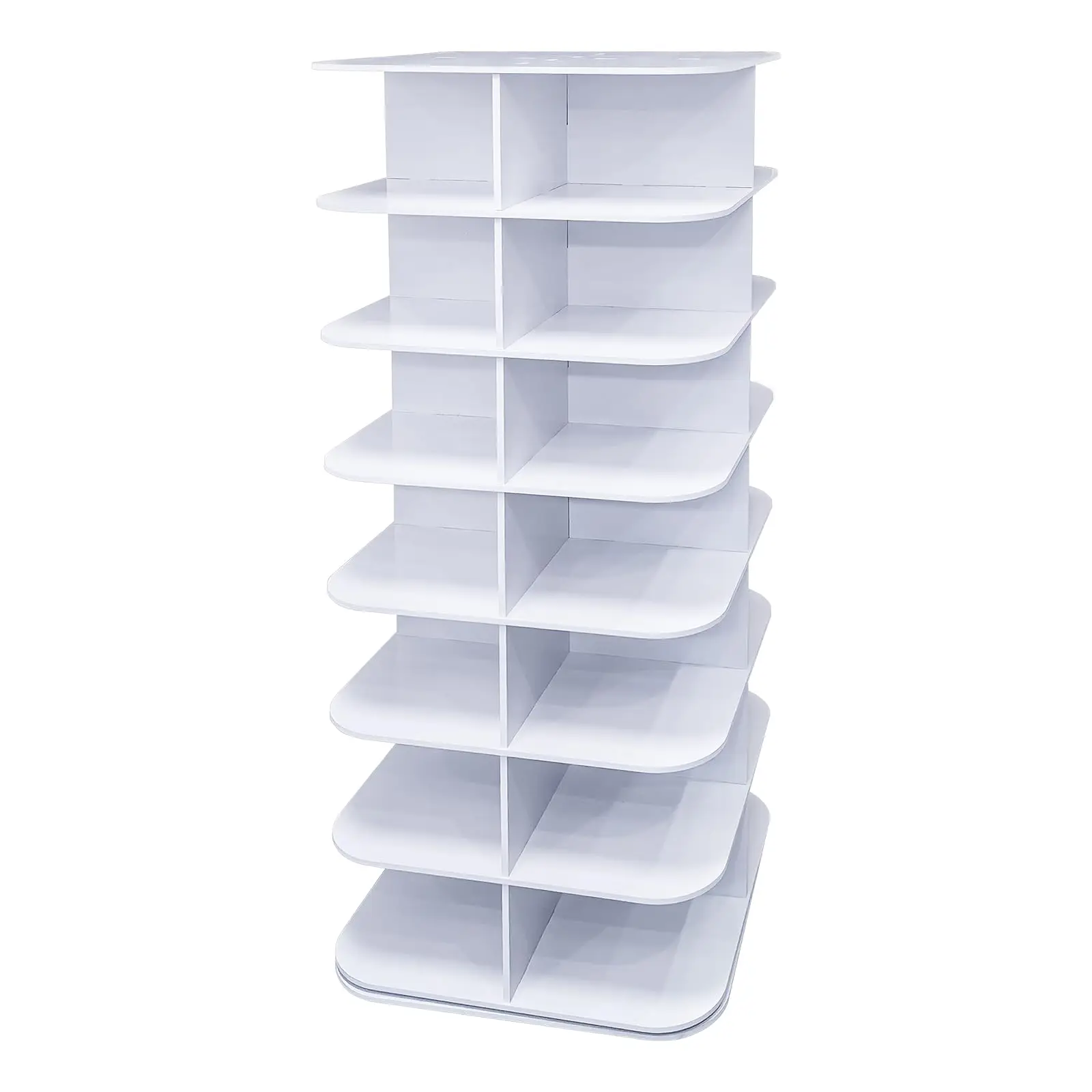 7 Tier Footwear display stands Vertical Handbag Rotate Shoes Closet White 360 Rotating Shoe Rack
