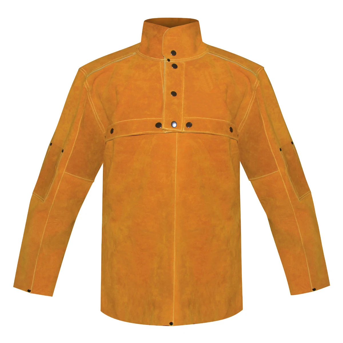 Swelder Premium Quality Yellow Split Cow Leather Welding Cape Sleeves With Detachable Leather Bib Welding Apron