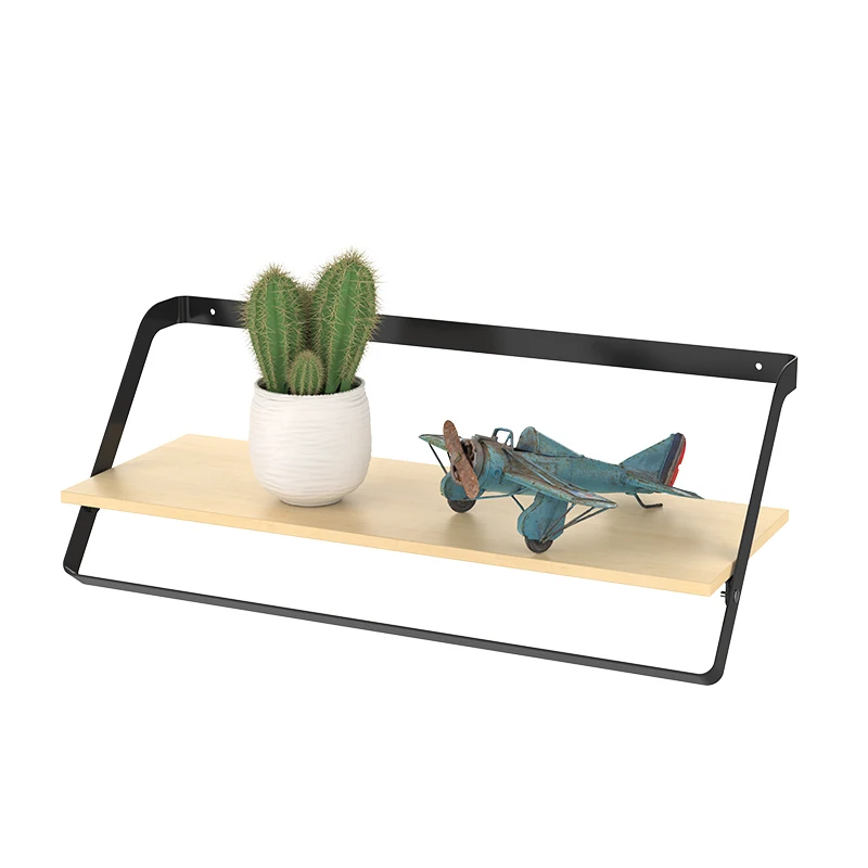 WIREKING Modern Low Price Hanging Metal and Wood Wall Mounted Rack Shelf  Storage Rack for Bedroom Living Room