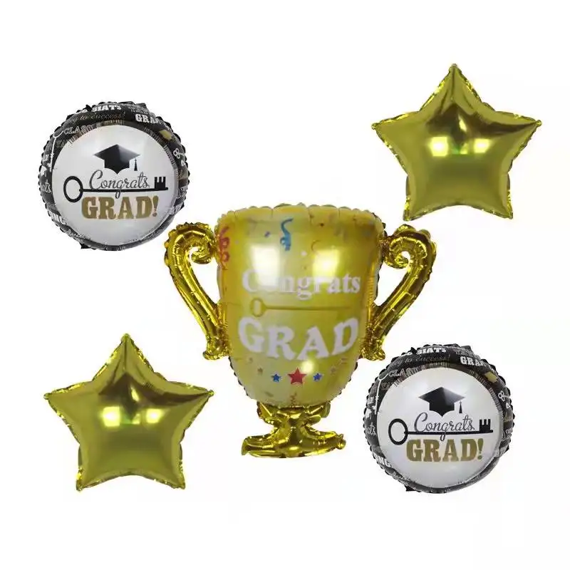 5 Pack Aluminum Graduation Suit Balloons 41 Inch Grad Grad Clothes Round Stars Holiday Supplies Welcome Party Decorations