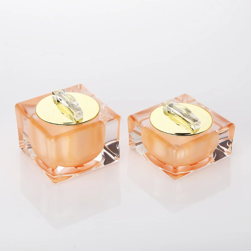 Luxury Square 30g 50g Acrylic Material Cosmetic Cream Jar Container Clear Crystal Plastic Jars in Stock