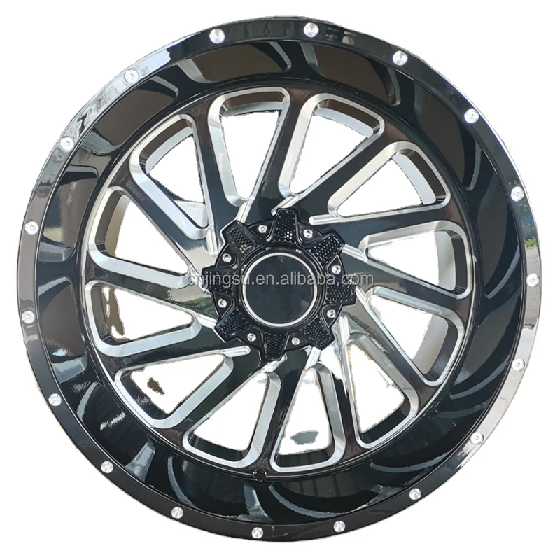 Wholesale 22x12 6x139.7 ET -44 Deep Dish Gloss Black Millings 4x4 Off-Road Alloy Wheels Rims