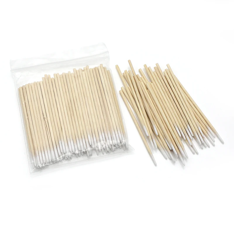 Supplier Biodegradable Single Lash Lamination Tool Medical Lip Cotton Bamboo Swab Stick Wooden Tattoo Bud Pointed Applicator Tip