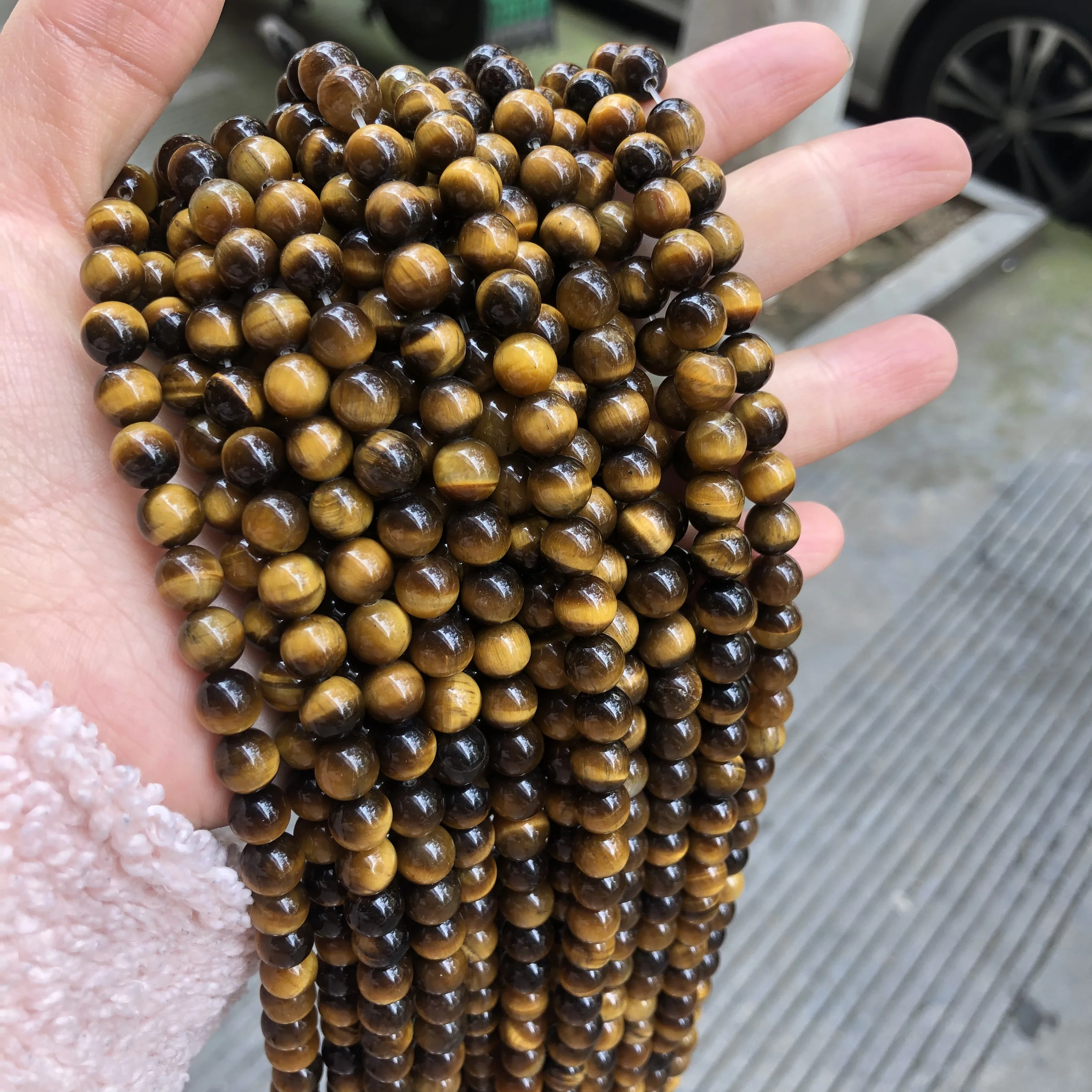 
Wholesale Natural Gemstone Tiger Eyes Beads Round Loose Stone Bracelet Jewelry 4 6 8 10 12 Mm Crystal Beads For Jewelry Making 