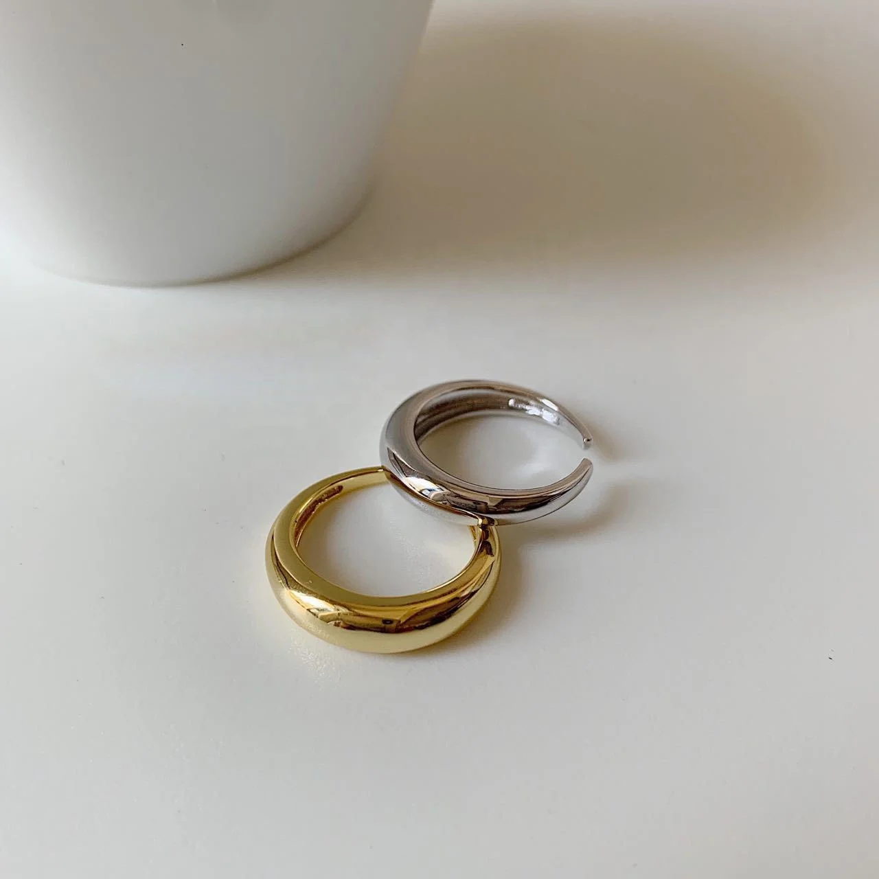 High Quality Silver Ladies 925 Sterling Silver Simple Ladies Ring Set Wedding Jewelry