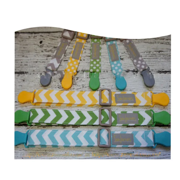 Hot Selling!Promotional Chevron And Polka Dots Mix Style Adjustable Baby Pacifier clip/Baby Bibs Holder
