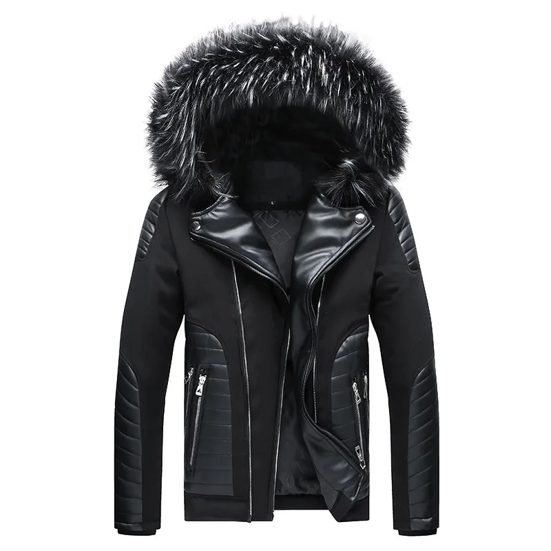 
Paneled fur trimmed jacket hip hop leather jackets parker jacket 