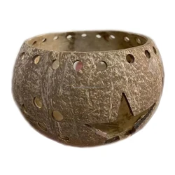 Eco-Friendly Coconut Shell Bowl Decorated Engraving Coconut Shell Candle Holder Handmade Hollow out Coconut Shell Candle Bowl