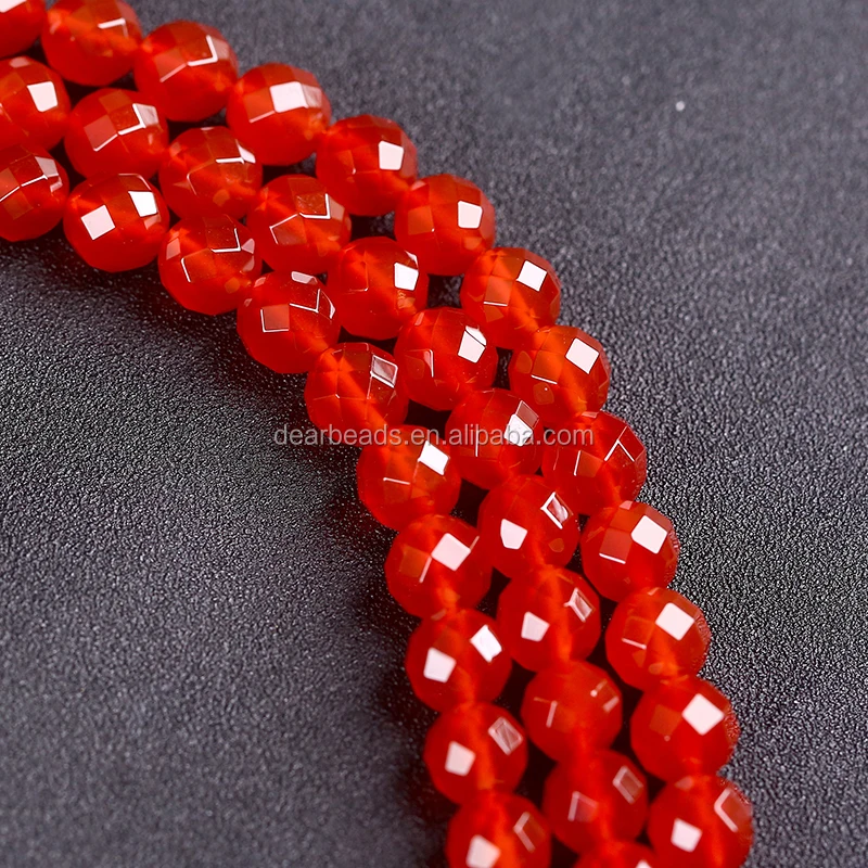 6mm 8mm 10mm Wholesale Faceted Red Agate Beads Gemstone Carnelian Beads for Jewelry Making