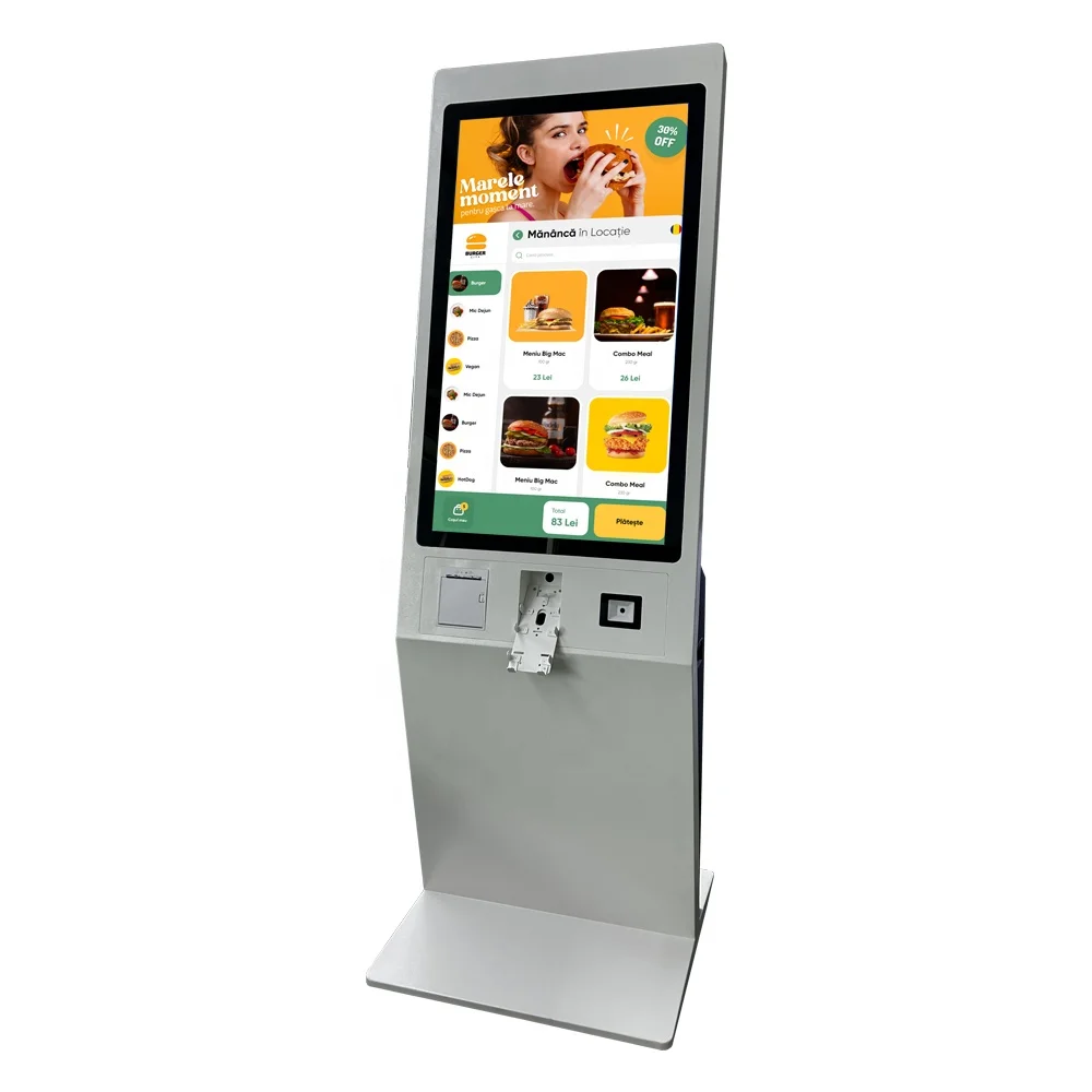 21.5 32 43 inch indoor floor standing self serve windows payment touch screen POS Android kiosk with thermal ticket printer QR