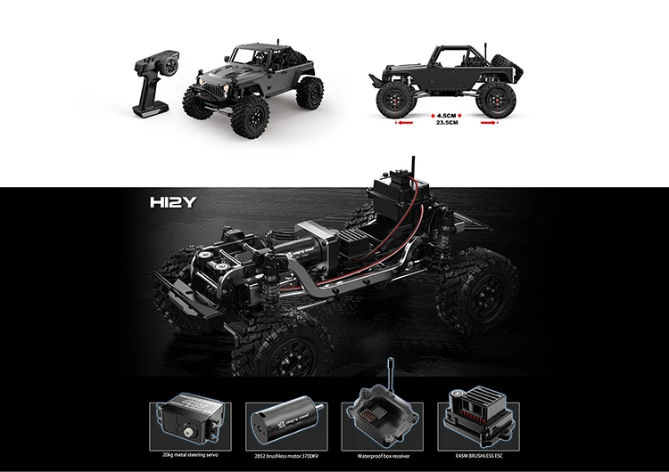 MJX H12Y 1/12 4WD New Rc Car Brushless Motor App Controlled 45A ESC Metal Accessories Climbing Off-road Monster Truck