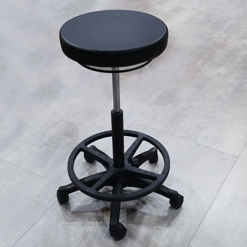 Medical Office Ergonomic Stool Customized Height Adjustable Hydraulic Round PU Leather Stool with Wheels