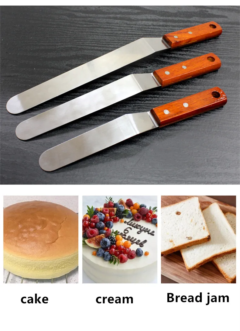 Bakest Cake Tools Wooden Handle Cake Icing Spatula Frosting Cream Decorating Angular Icing Offset Spatula spatula cream