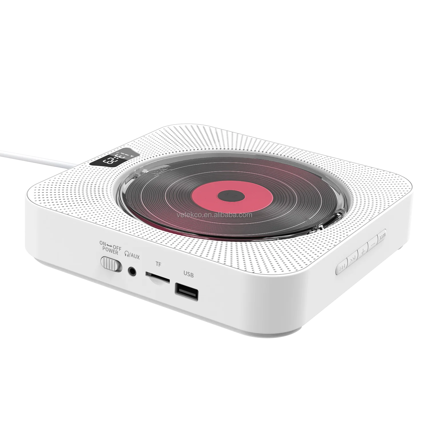 Desktop CD Player for Home, Bluetooth with Speakers, Wall Mounted, Remote Control, FM Radio