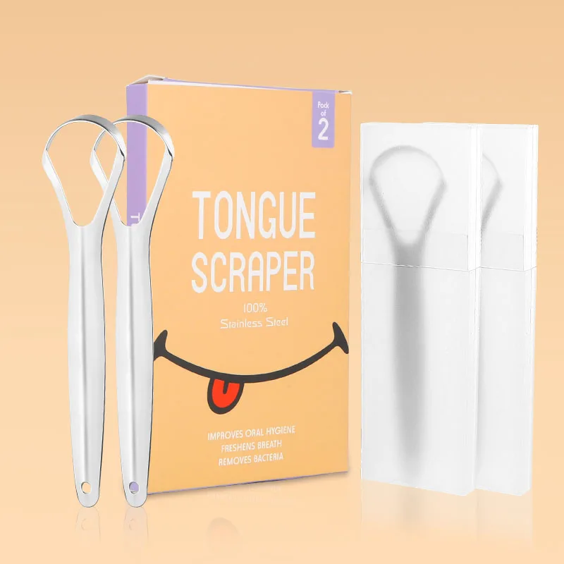 Best Premium Stainless Steel Hygienic Tooth Brush Product Cleaner Machine Tongue Scrapers Set With Travel Case For Adults