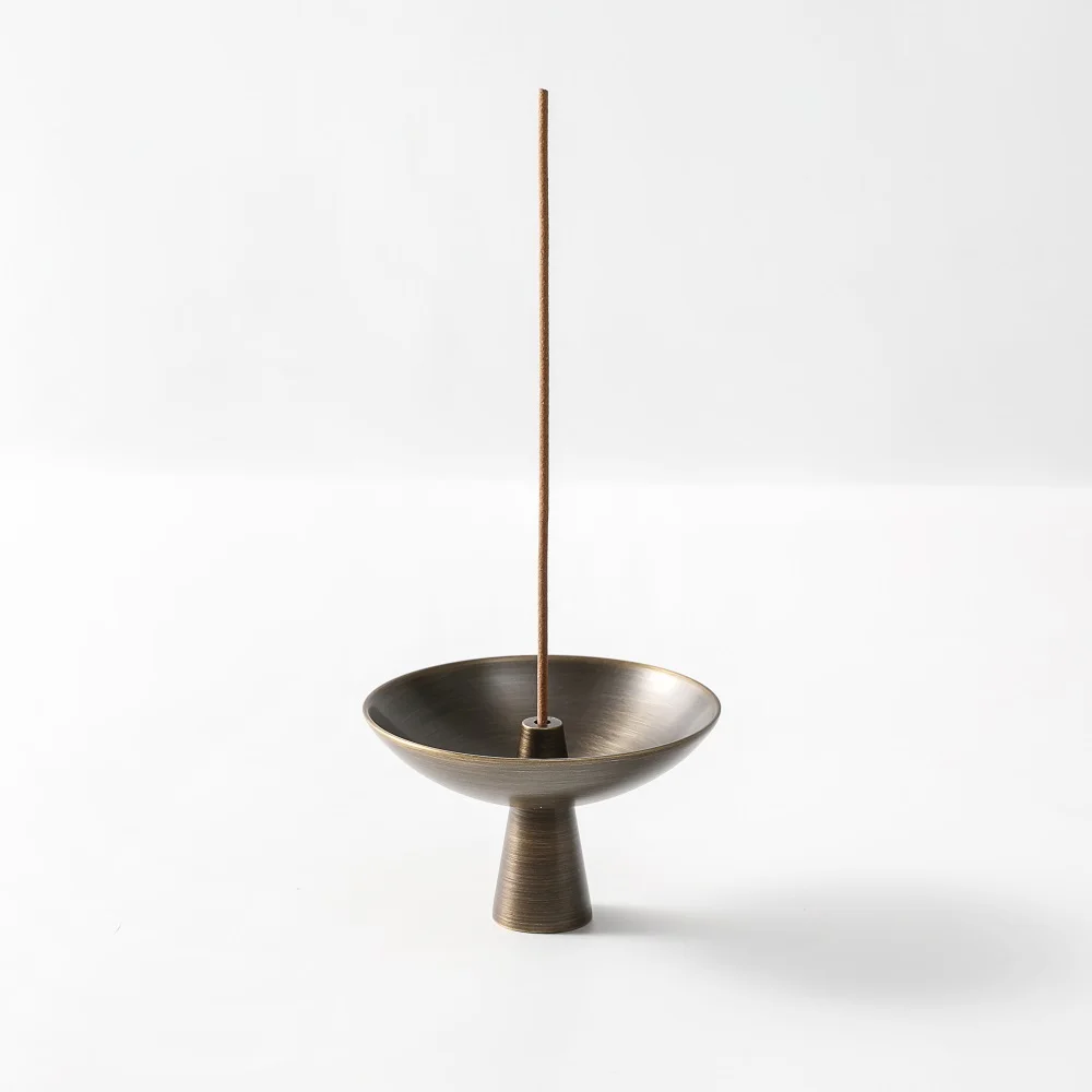 MAXERY Antique Bronze Brass Incense Holder handmade polished Gold Black brass incense holder stand