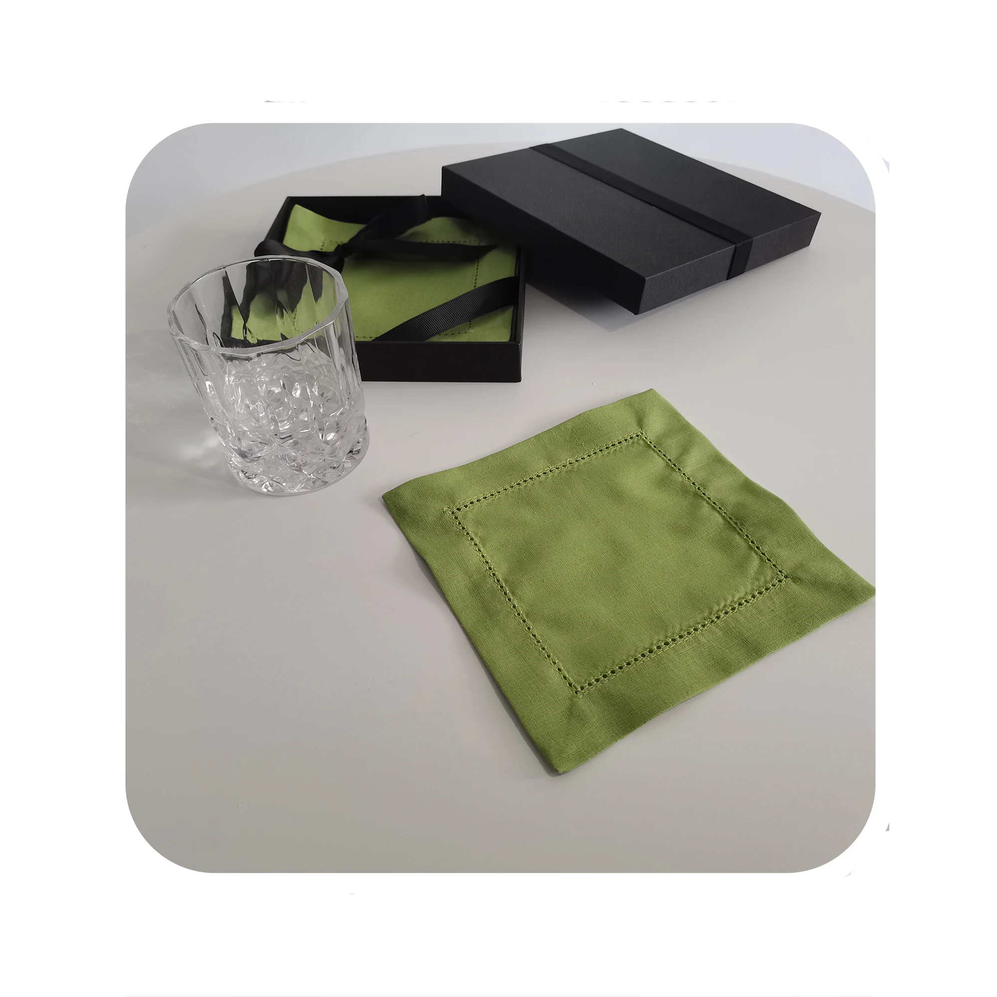 Plain Woven Cloth Table Cotton Pure Linen Embroidered Linen Cocktail Restaurant Monogram Napkins