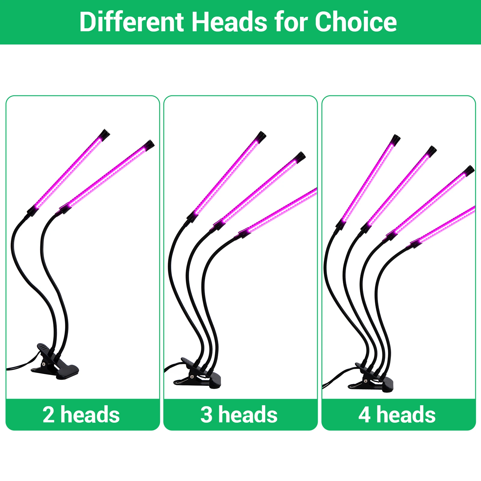 4 Heads DC 5V 2835 chip Led Grow Light 14W EU plug Clip lamp with usd port