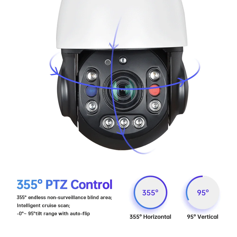 Wireless 4K 8MP 4G SIM Card PTZ Camera Auto Tracking 30X Zoom 2 Way Audi Siren Alarm CAMHI 5MP CCTV Home Security Wifi IP Camera