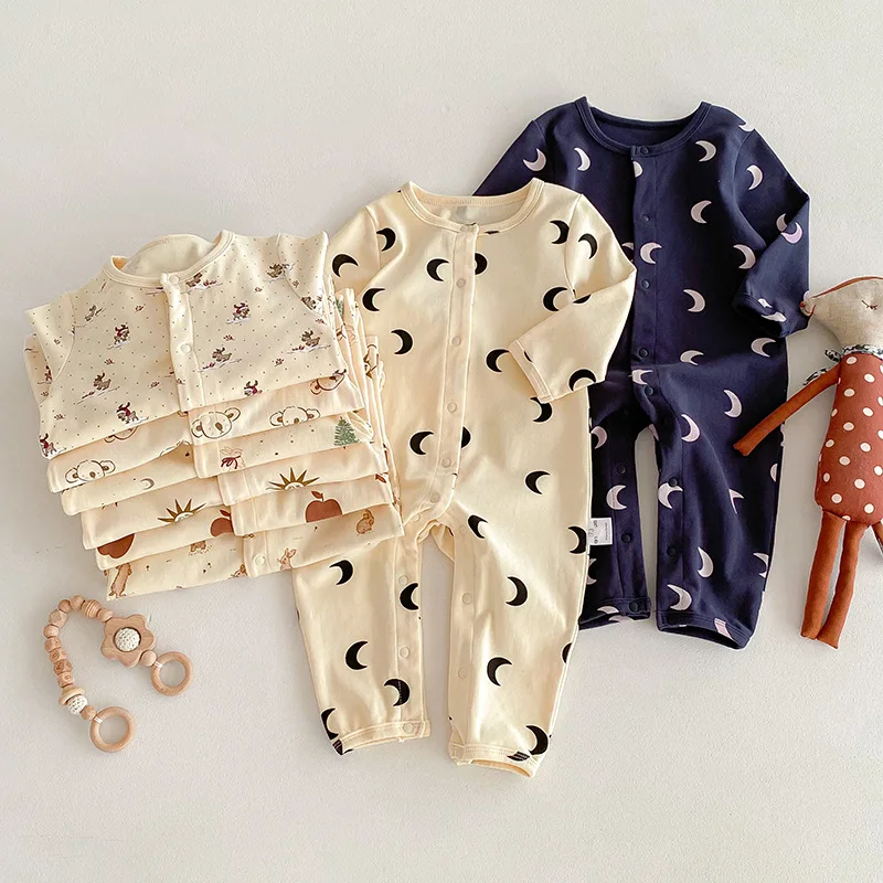 1 Pcs Custom Tag Graphic Cotton Romper Spring Autumn Newborn Infant Toddler Boys Girls Clothes Baby Jumpsuit