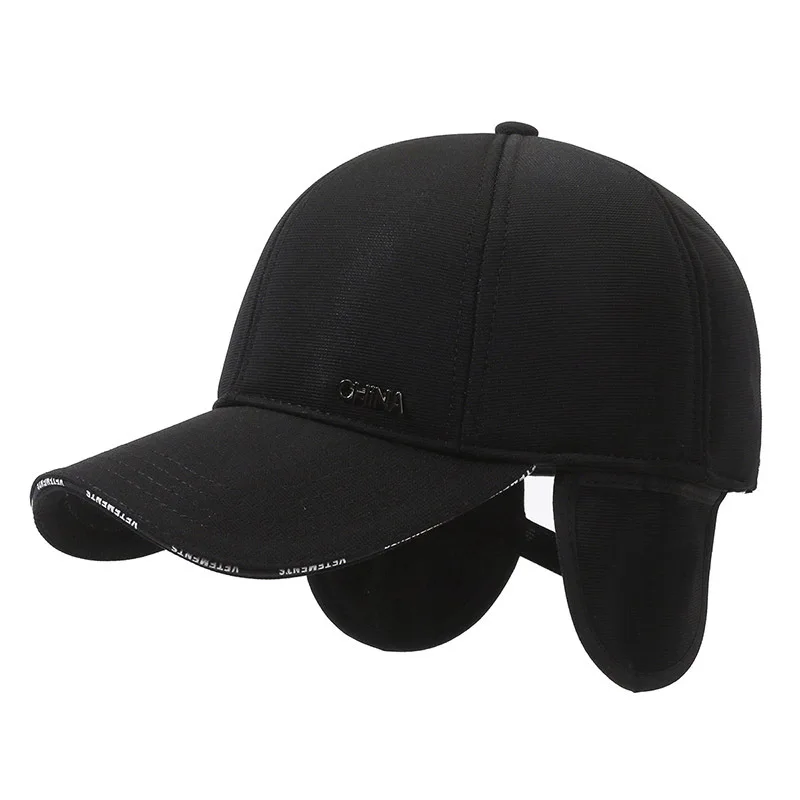 Adults Best Quality Warm and Velvet Metal Buckle Outdoor Running Mens Solid Back Seal Baseball Cap in All Seasons