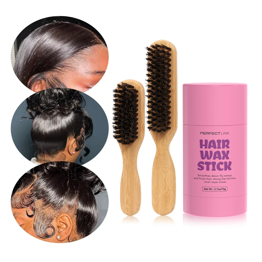 Hair wax stick portable slick hair brush for wigs and natural hair of all types edge control