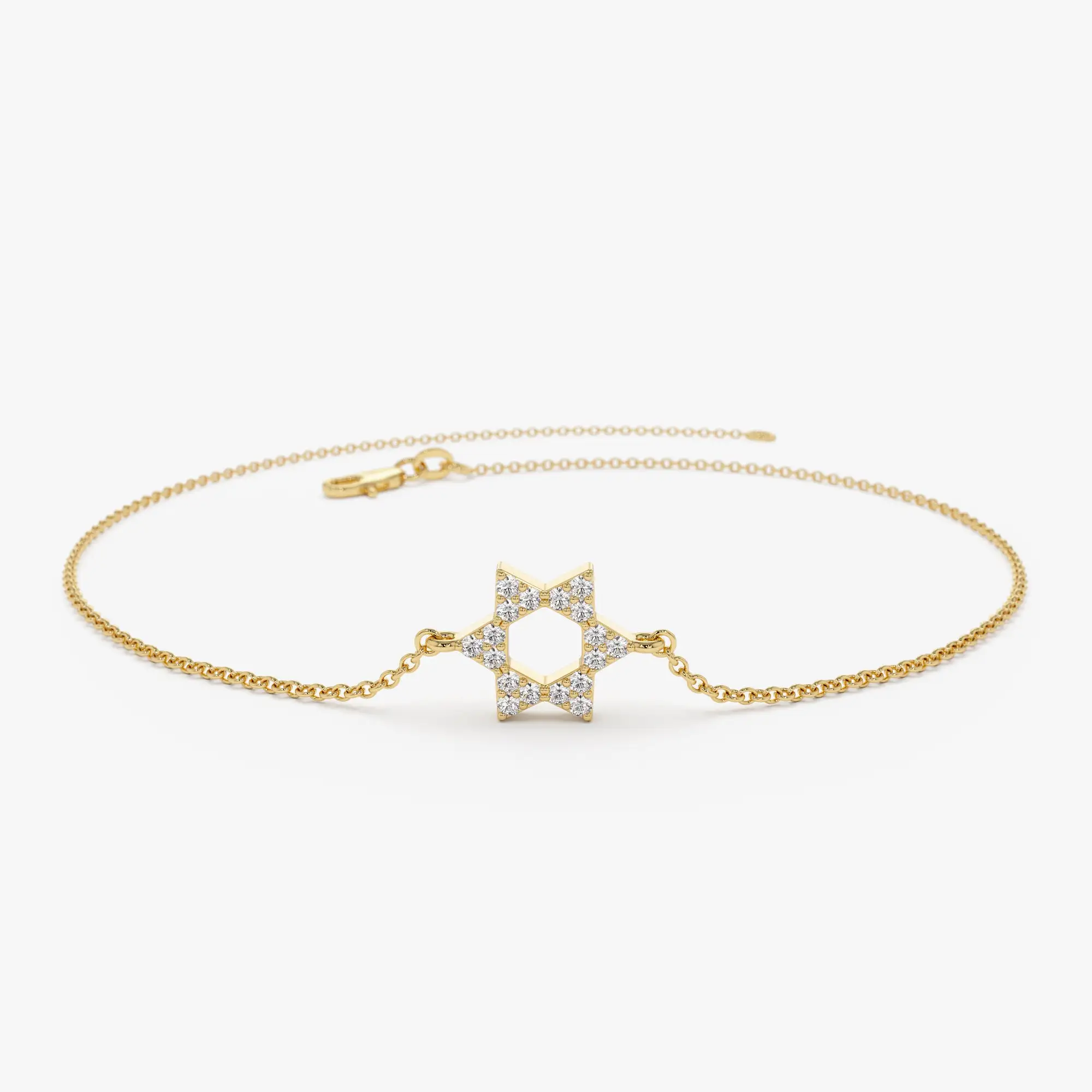 Dainty Star of David Diamond Bracelet Jewish Star Gourmet Bracelet for Women