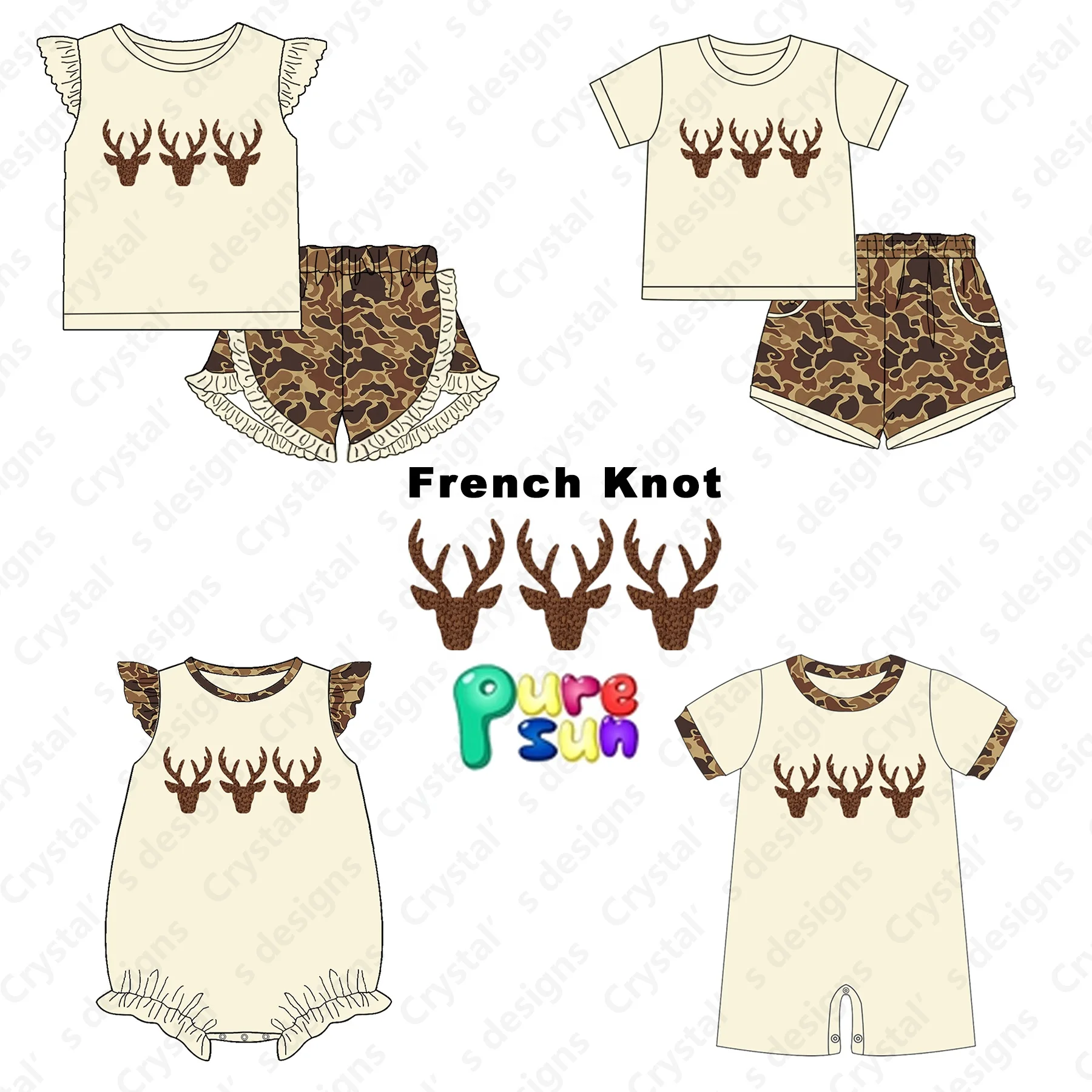 Gold supplier wholesale little girl clothes fall custom children smock clothing deer french knot embroidery girls smocked outfit